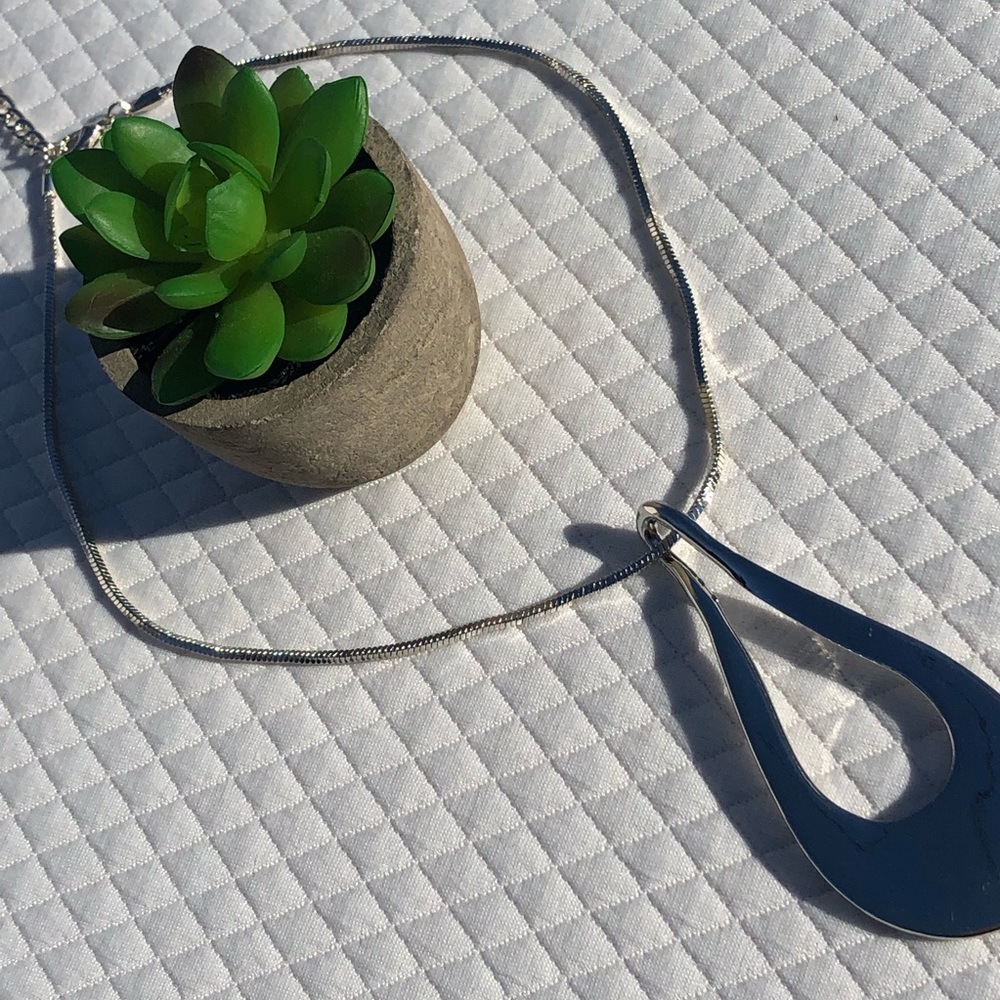 Silver Colored Statement Piece Necklace - image 3